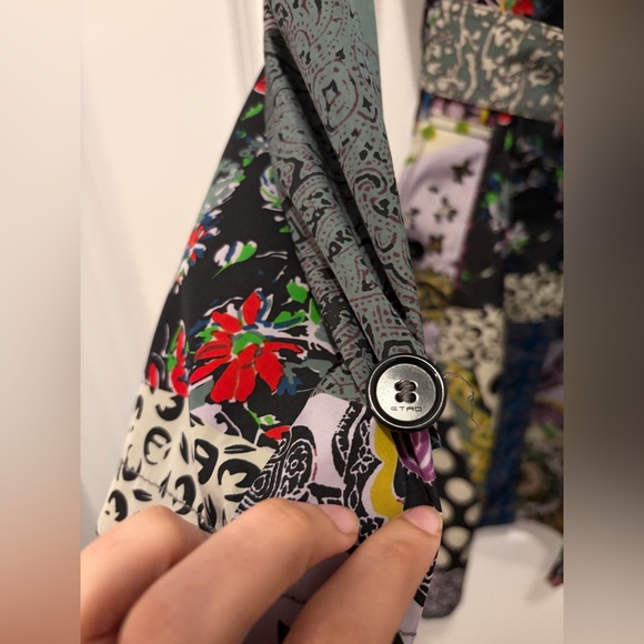 ETRO Milano Colorful Patchwork Belted Trench Coat - Picture 7 of 16